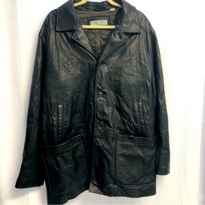 𝅺JOSEPH Abboud quilted lining winter coat Lambskin Leather Black . XL Y2K 90’s